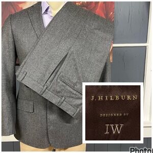 J. Hilburn Custom Suit Mens 38S Short Slim Fit Wool Flannel Pants 32x29 Gray
